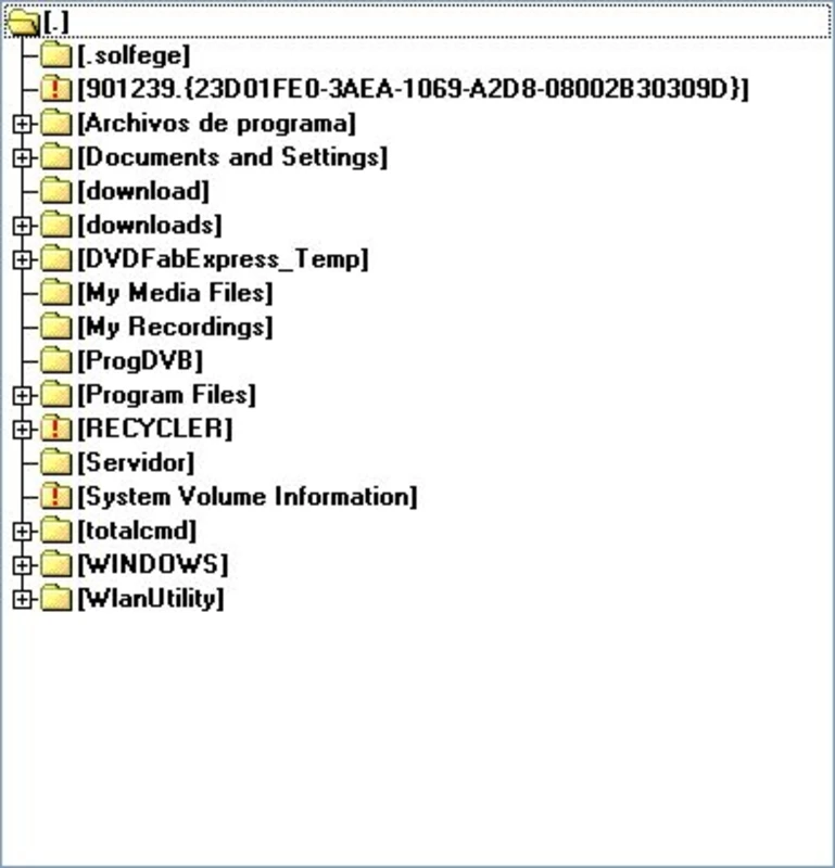Screenshot of folder tree navigation with bracket-style path display in Total Commander