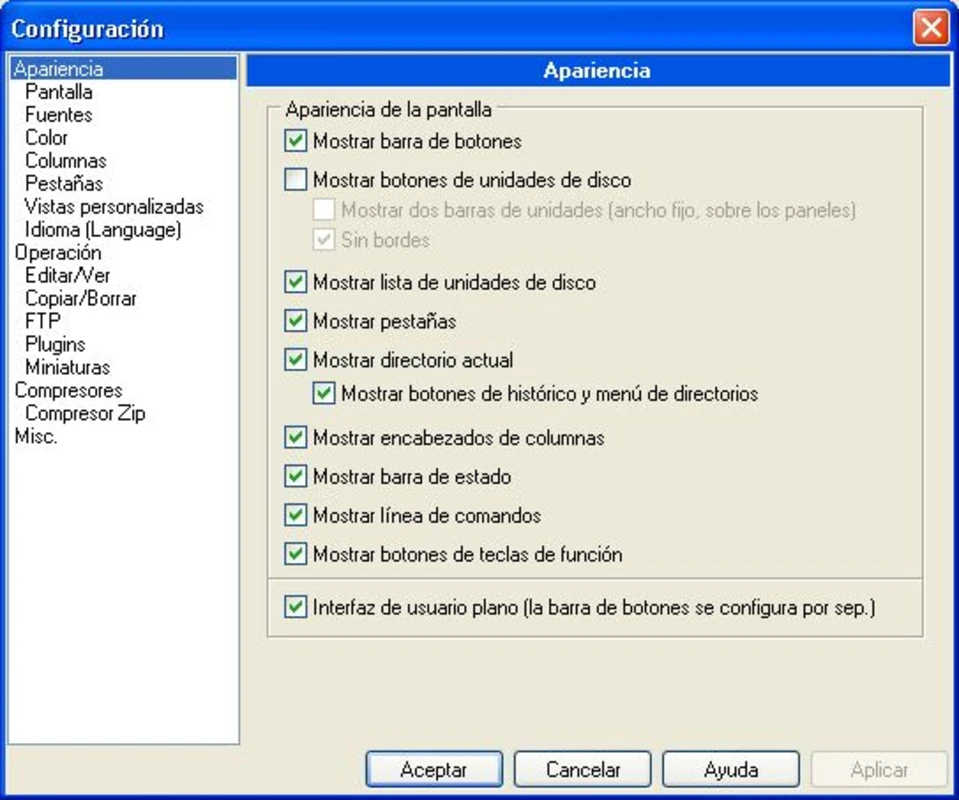 Screenshot of Total Commander configuration dialog with color and font settings